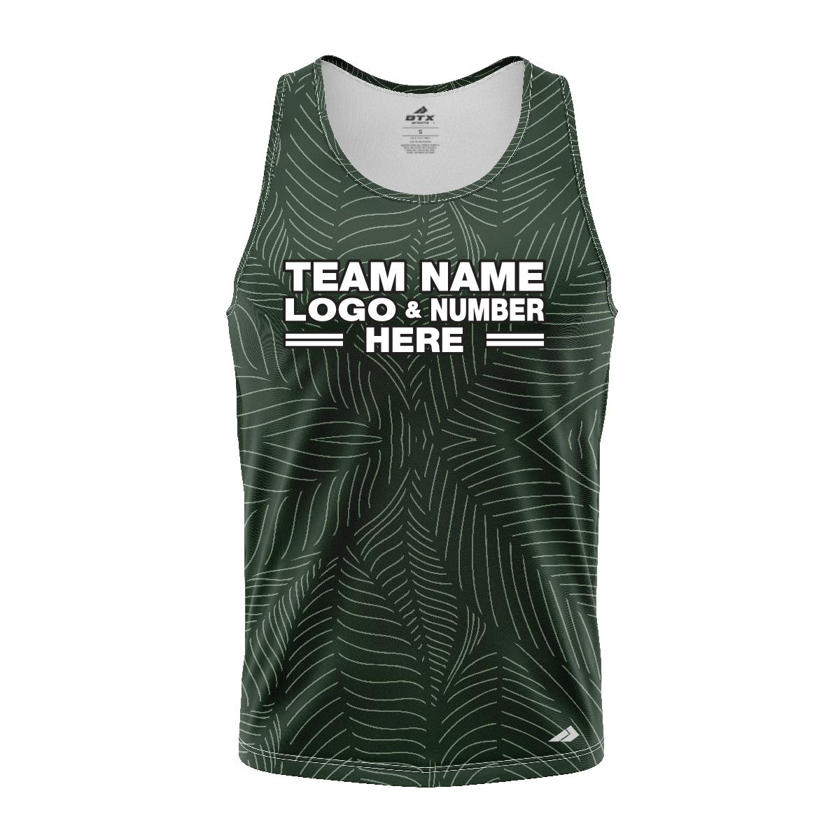 Custom Fully Sublimated Green Leaf Floral Pattern Green Black Performance Tank Top 19495
