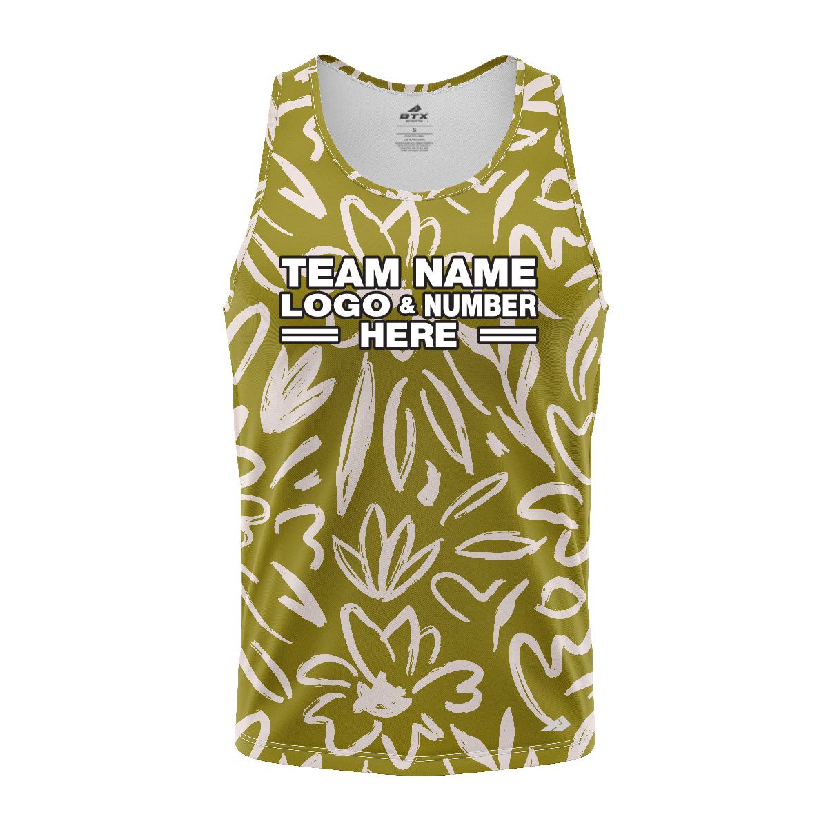 Custom Fully Sublimated Olive Floral Pattern Green White Performance Tank Top 19499