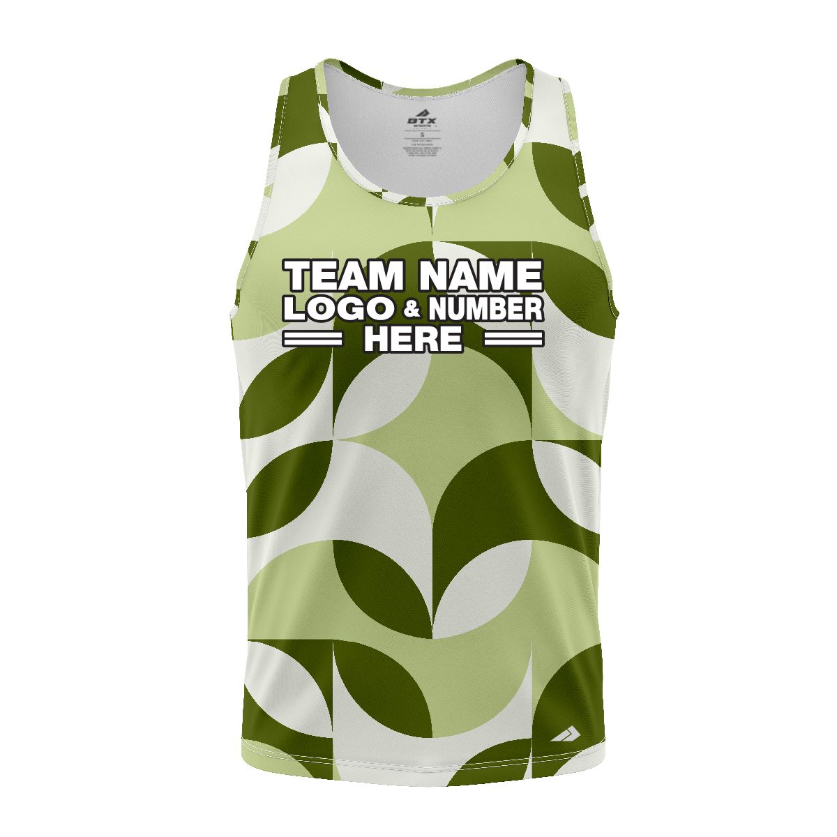 Custom Fully Sublimated Contemporary Leaf Floral Pattern White Green Performance Tank Top 19519