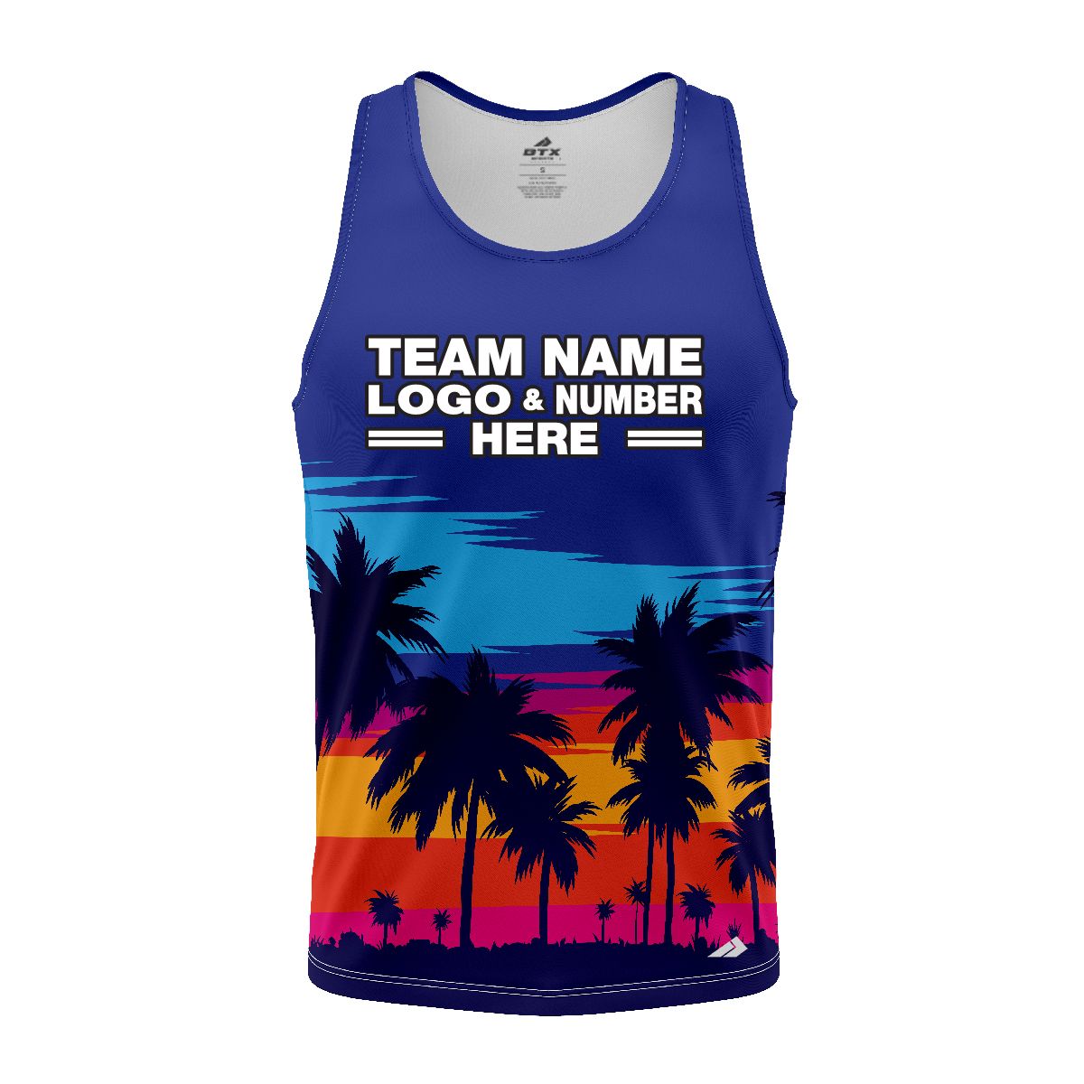 Custom Fully Sublimated Sunset  Tropical Floral Pattern Blue Multicolor Performance Tank Top 19603