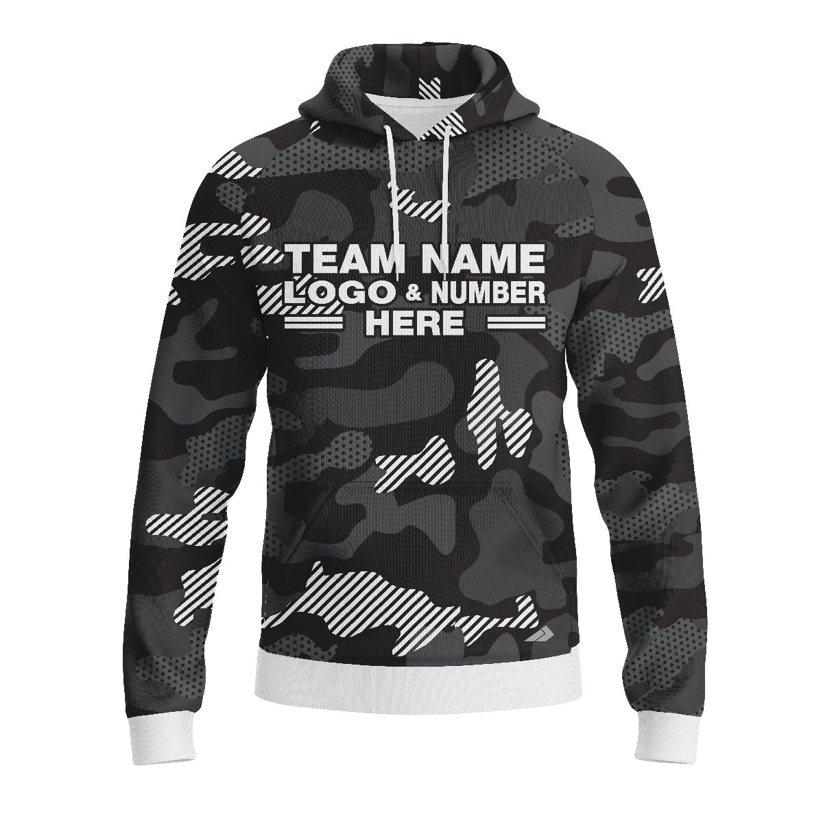 Custom Fully Sublimated Cool Camo Pattern Blue White Performance Sports Pullover Hoodie 20964