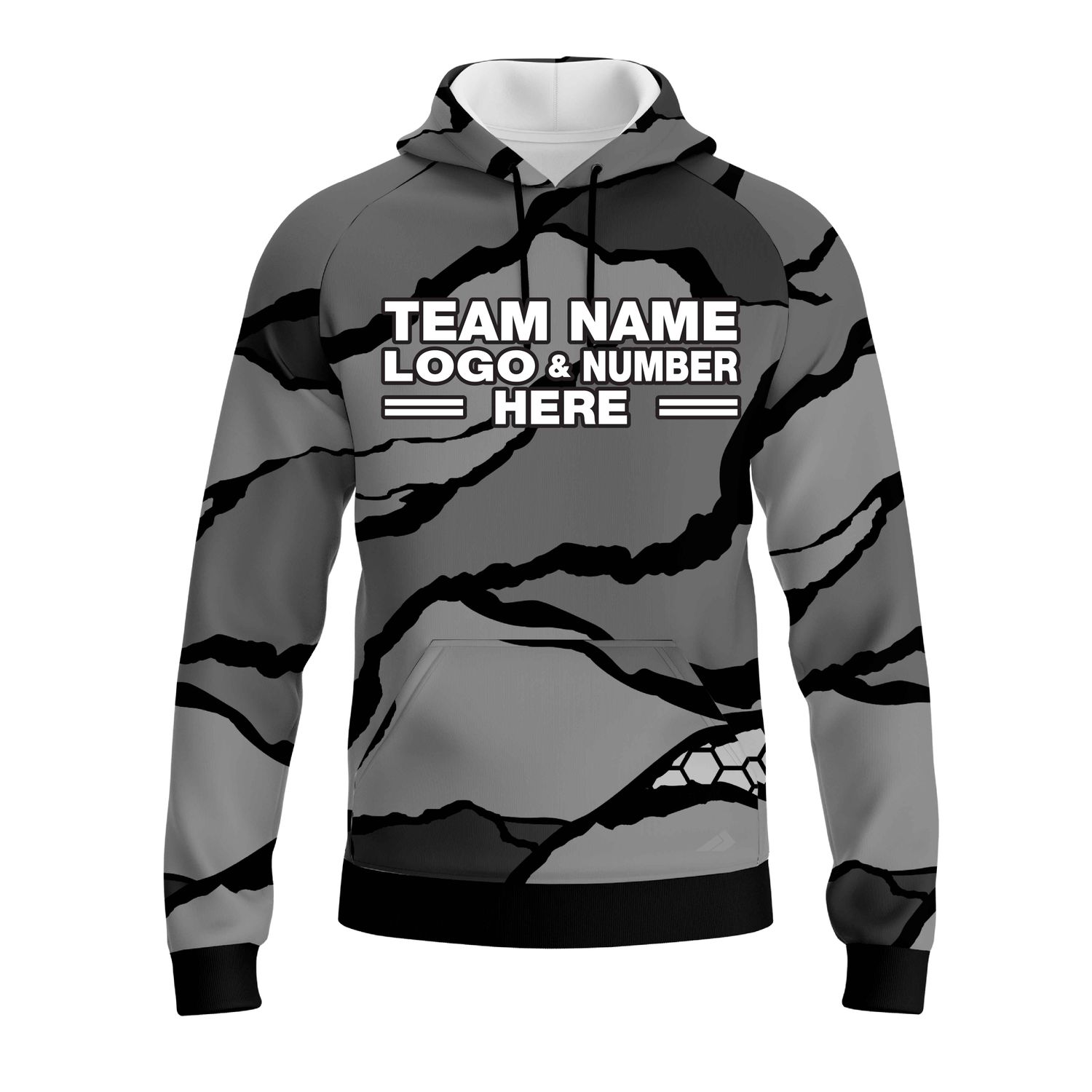 Custom Fully Sublimated Rock Camo Pattern Gray Performance Sports Pullover Hoodie 20968