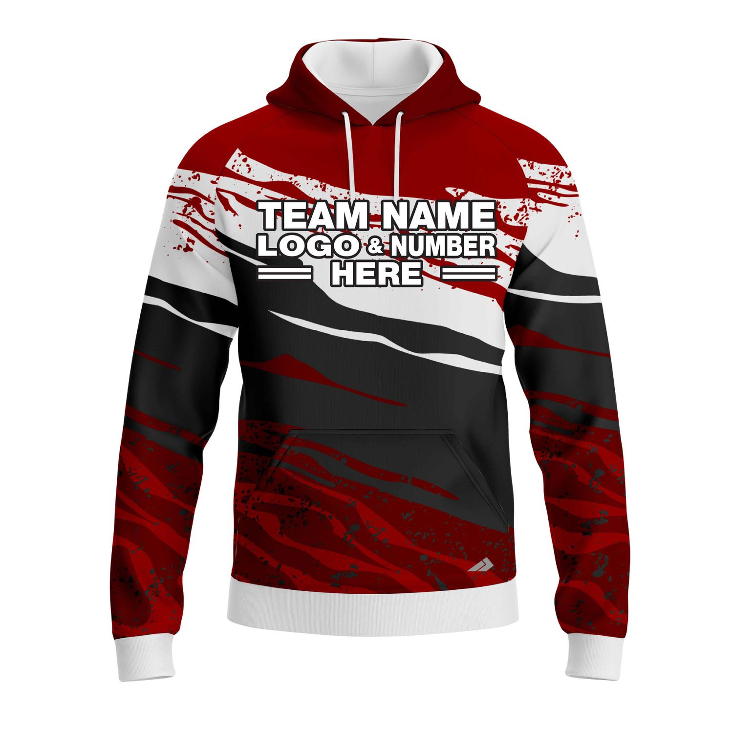 Custom Fully Sublimated Brush Camo Pattern Red Black White Performance Sports Pullover Hoodie 20972