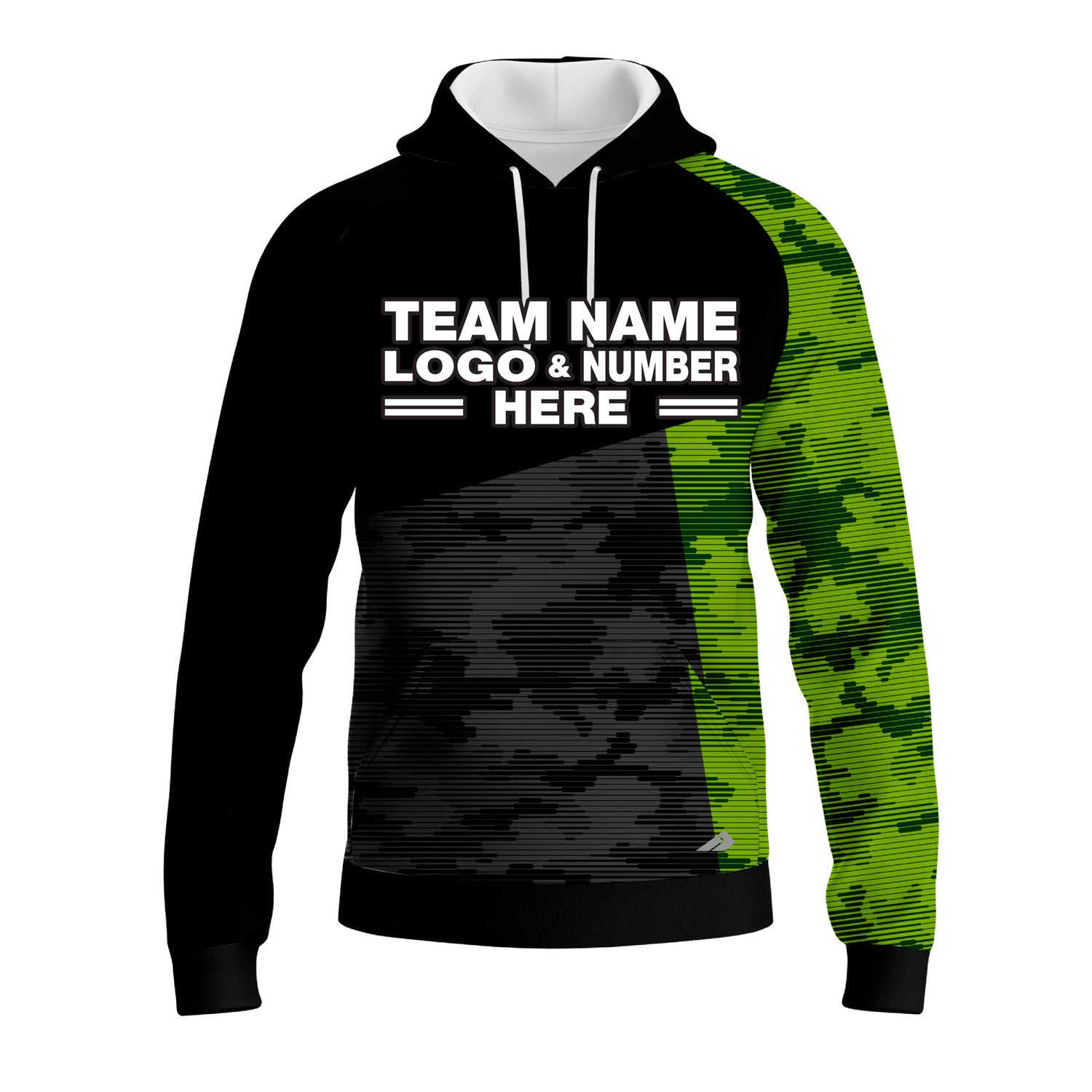Custom Fully Sublimated ERDL Camo Pattern Black and Green Performance Sports Pullover Hoodie 20974