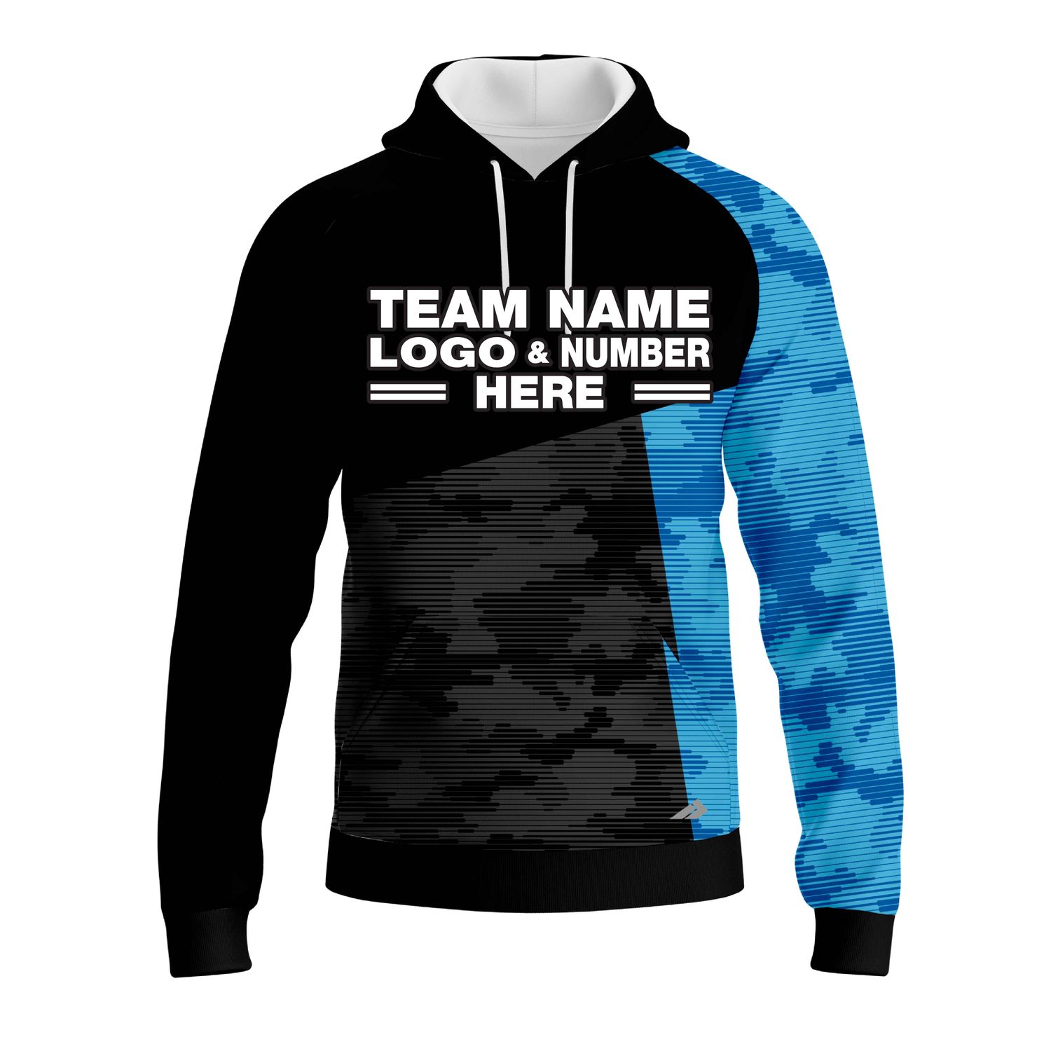 Custom Fully Sublimated ERDL Camo Pattern Black and Blue Performance Sports Pullover Hoodie 20976