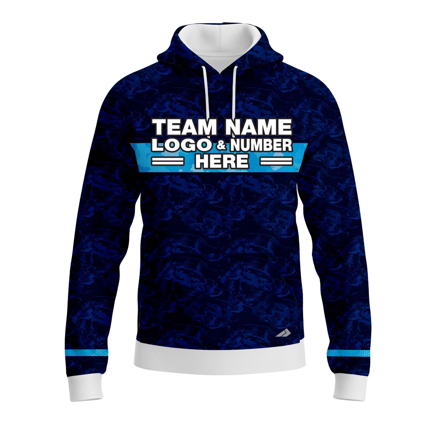 Custom Fully Sublimated Digital Camo Pattern Blue Performance Sports Pullover Hoodie 20996