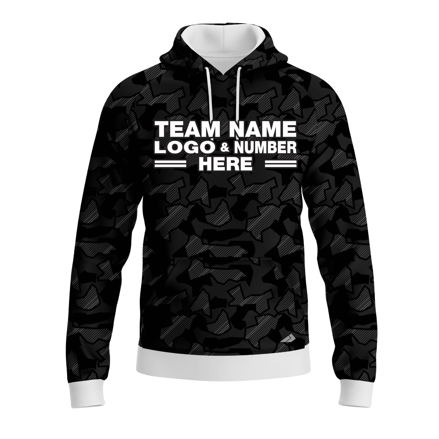 Custom Fully Sublimated Sports Camo Pattern Black Performance Sports Pullover Hoodie 21004