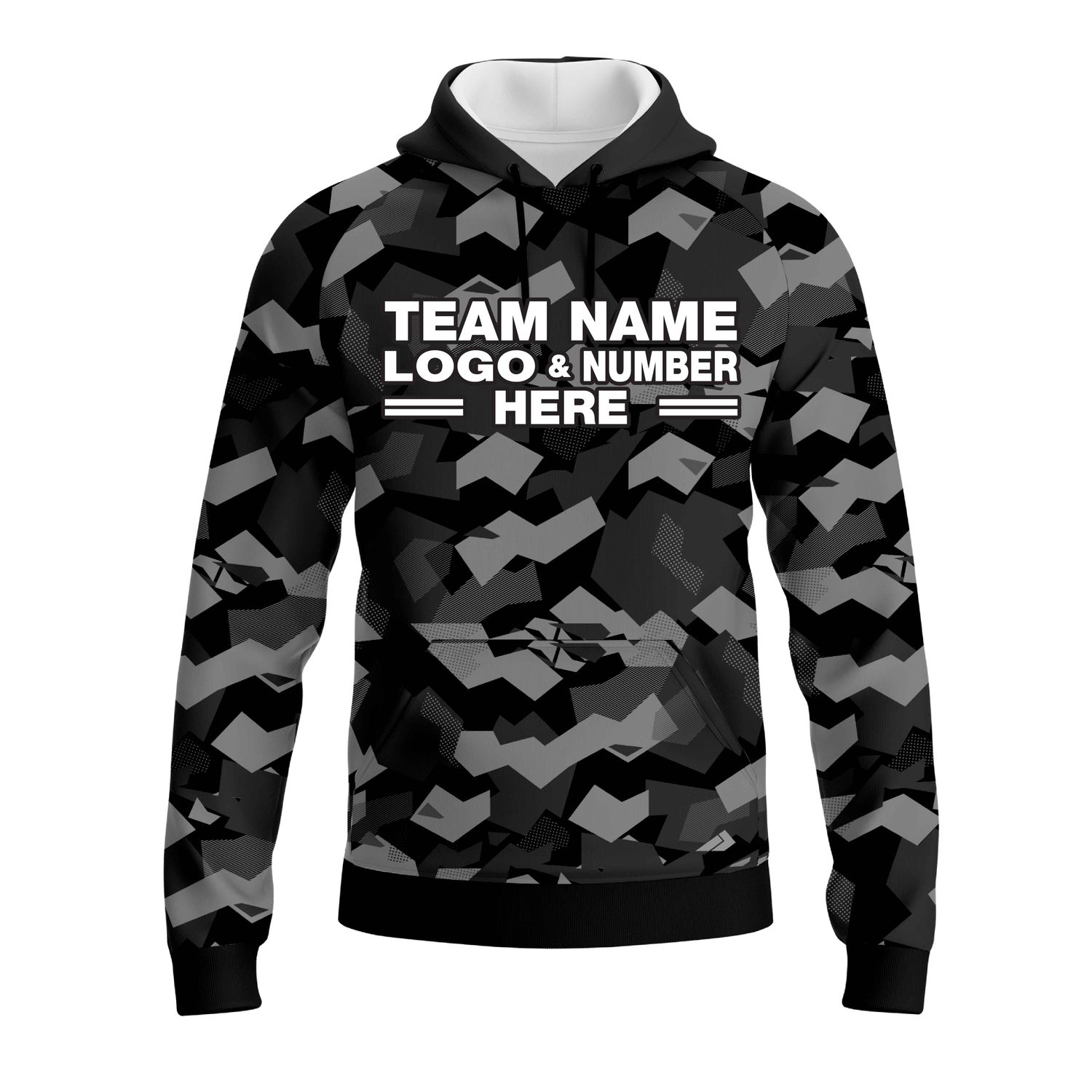 Custom Fully Sublimated Sports Camo Pattern Texture Dark Performance Sports Pullover Hoodie 21018