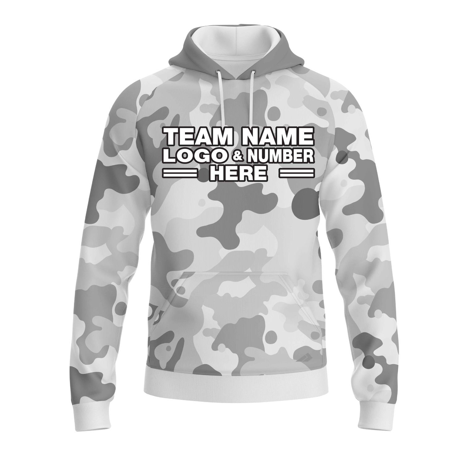 Custom Fully Sublimated Vibrant Camo Pattern Texture Gray Performance Sports Pullover Hoodie 21014