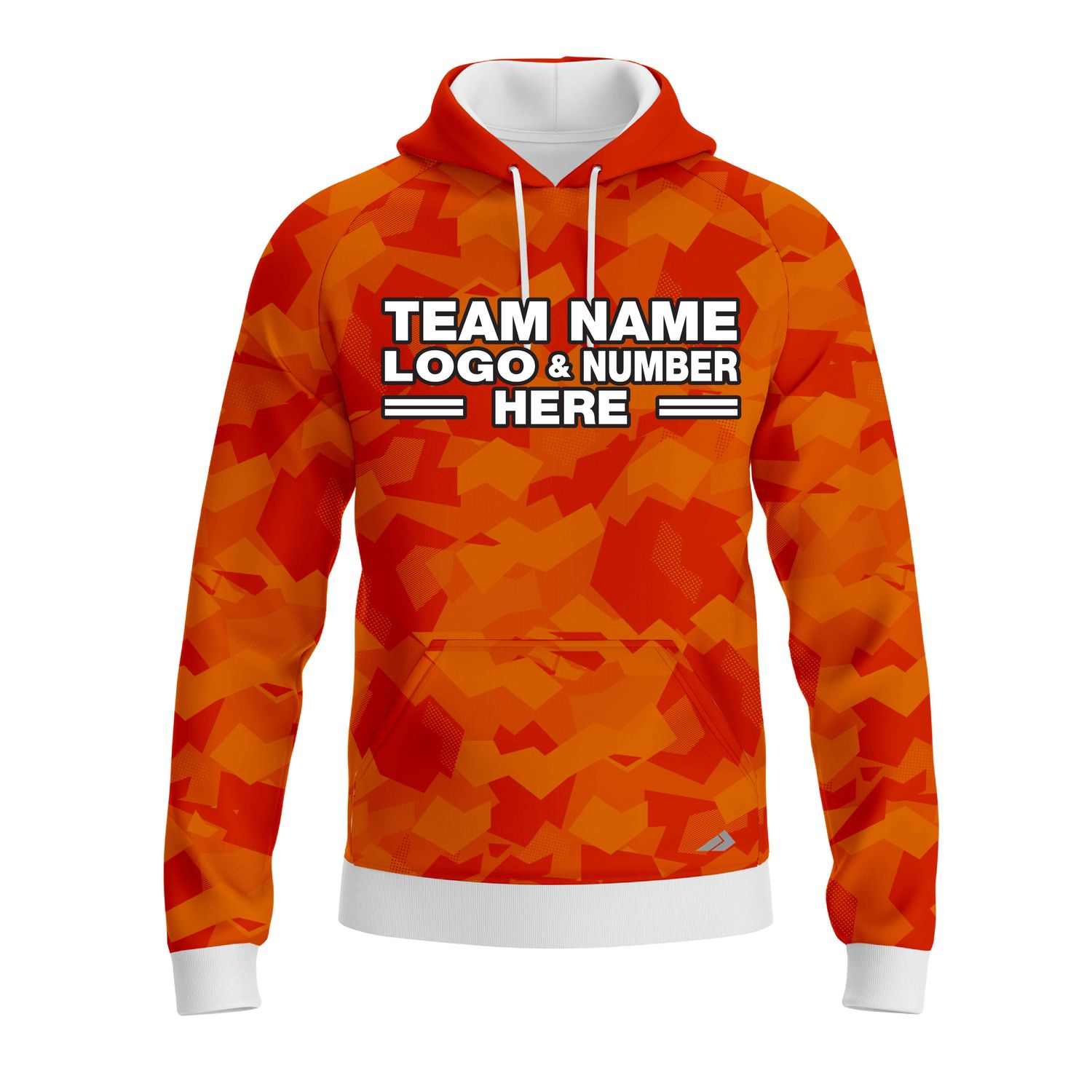 Custom Fully Sublimated Sports Camo Pattern Texture Orange Performance Sports Pullover Hoodie 21022