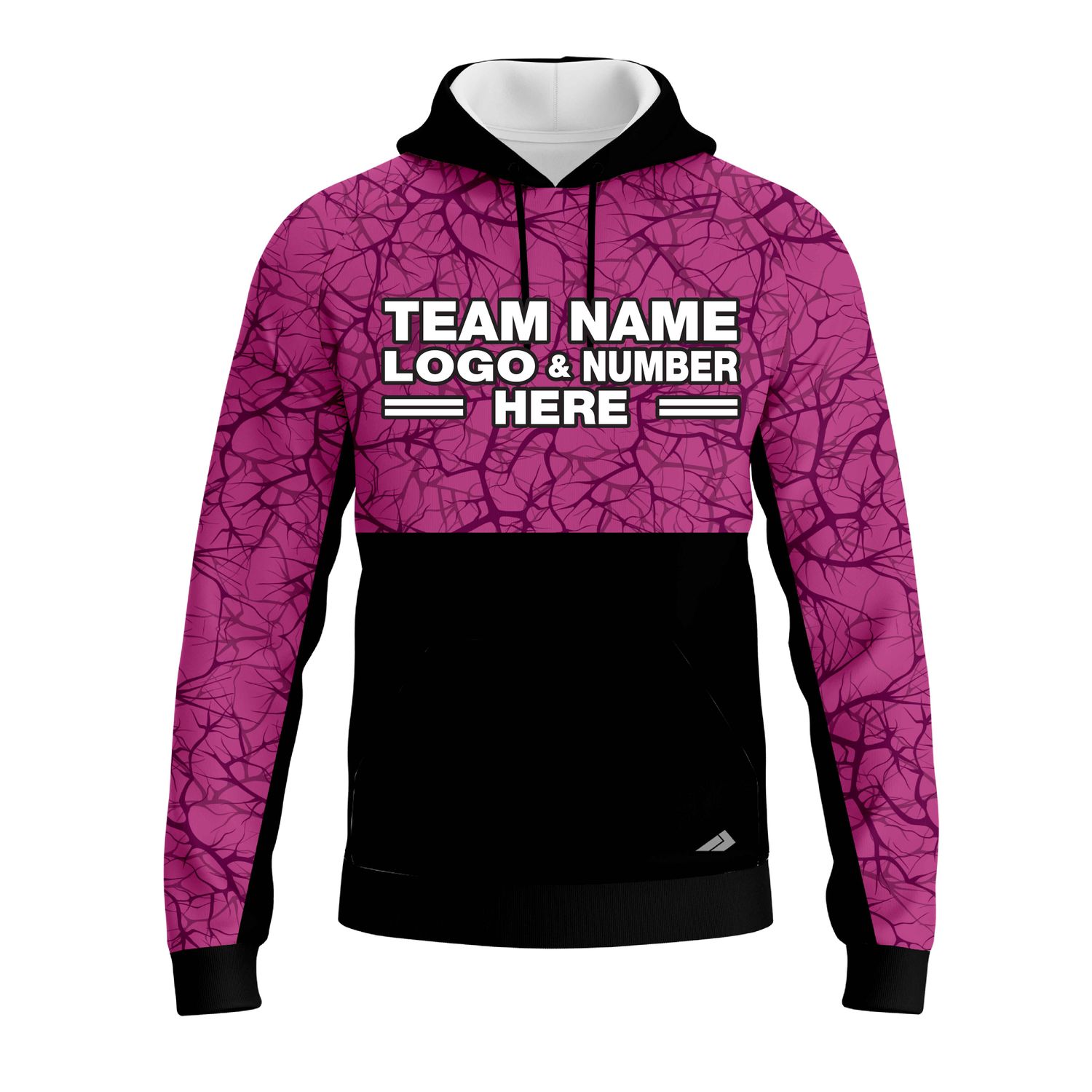 Custom Fully Sublimated Forest Camo Pattern Texture Pink Black Performance Sports Pullover Hoodie 21028