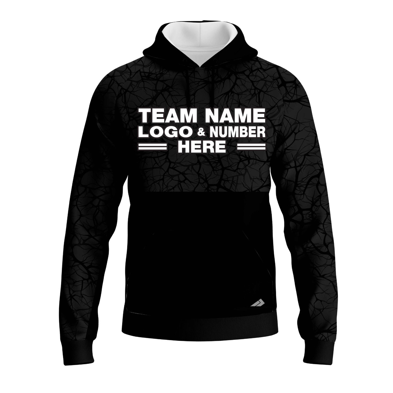 Custom Fully Sublimated Forest Camo Pattern Texure Black Performance Sports Pullover Hoodie 21024