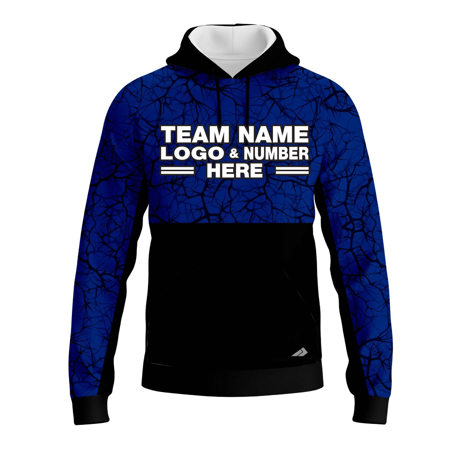 Custom Fully Sublimated Forest Camo Pattern Texture Blue Black Performance Sports Pullover Hoodie 21026