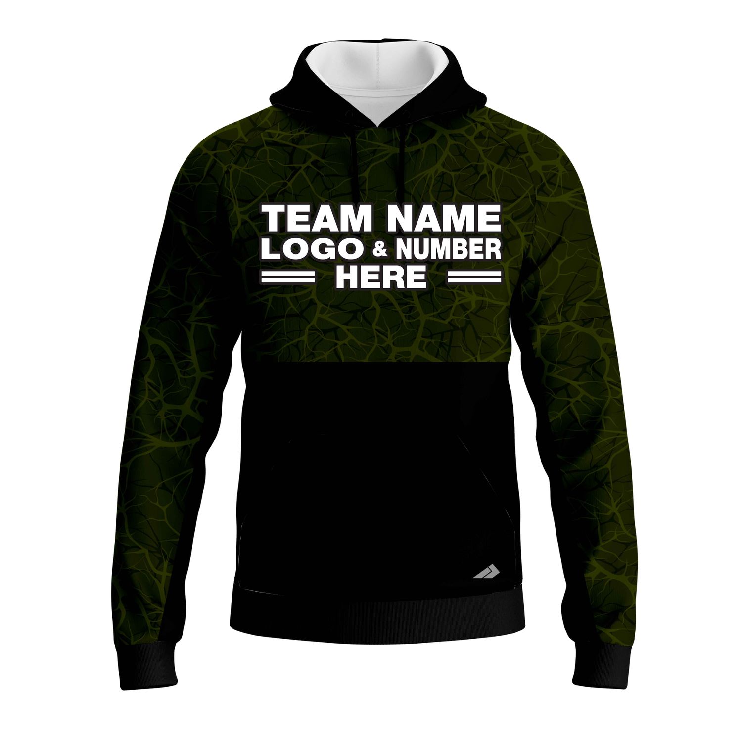 Custom Fully Sublimated Forest Camo Pattern Texture Green Black Performance Sports Pullover Hoodie 21030