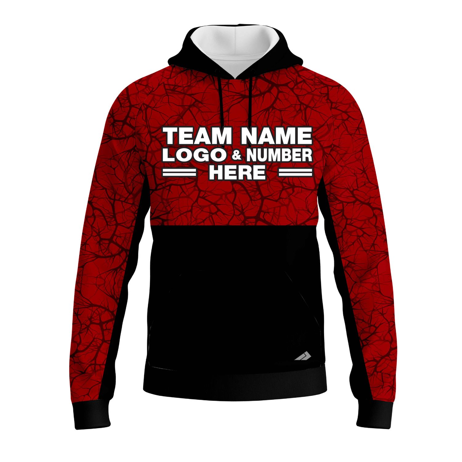 Custom Fully Sublimated Forest Camo Pattern Texture Red Black Performance Sports Pullover Hoodie 21032