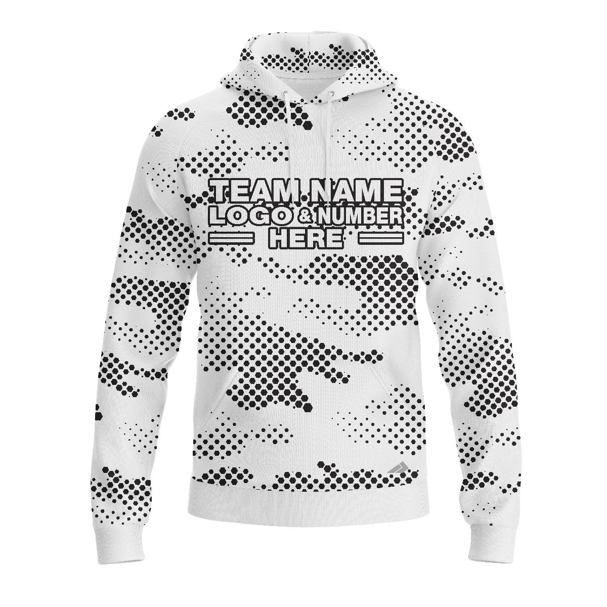 Custom Fully Sublimated Pixel Camo Pattern White Black Performance Sports Pullover Hoodie 21050