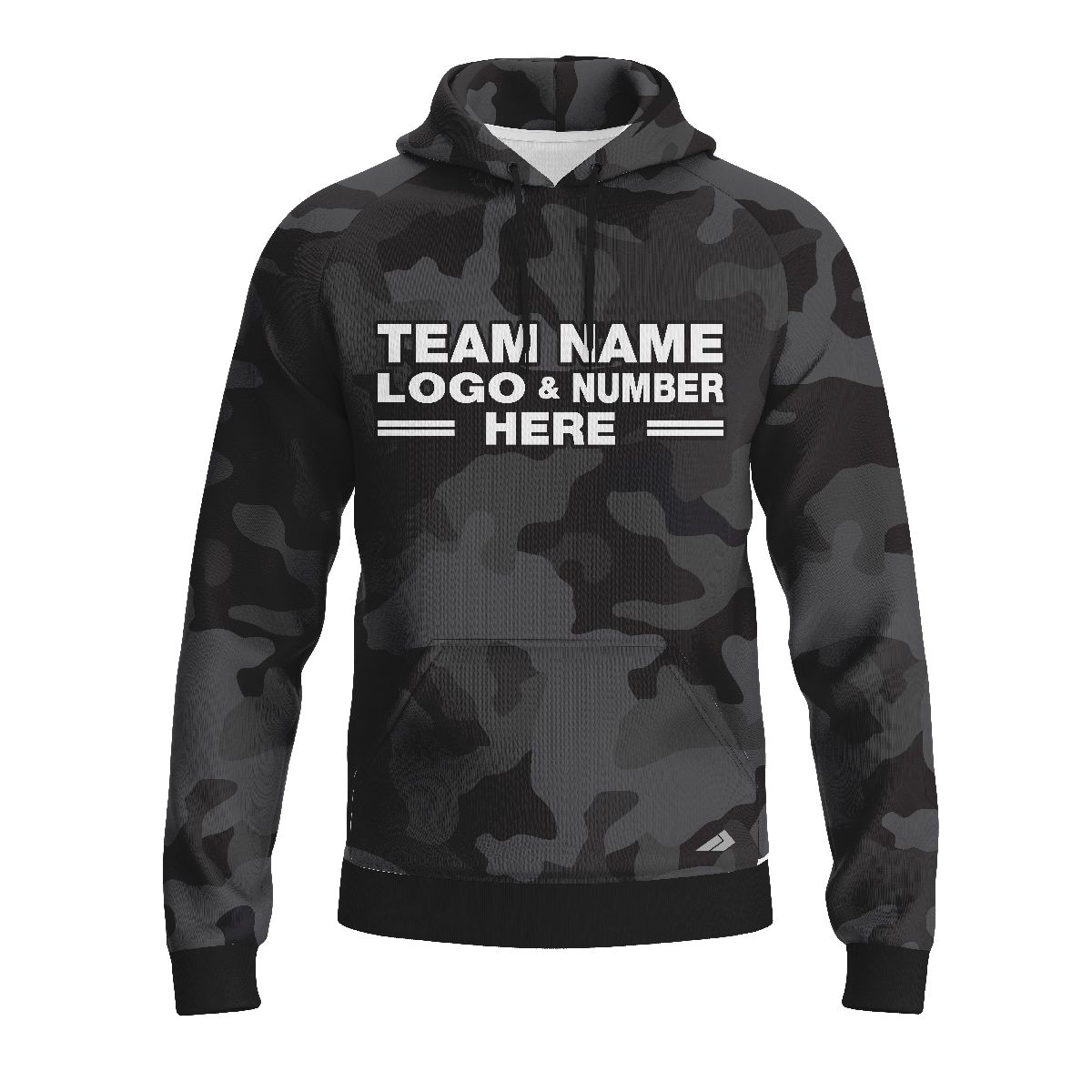 Custom Fully Sublimated Stealth Camo Pattern Black Gray Performance Sports Pullover Hoodie 21044