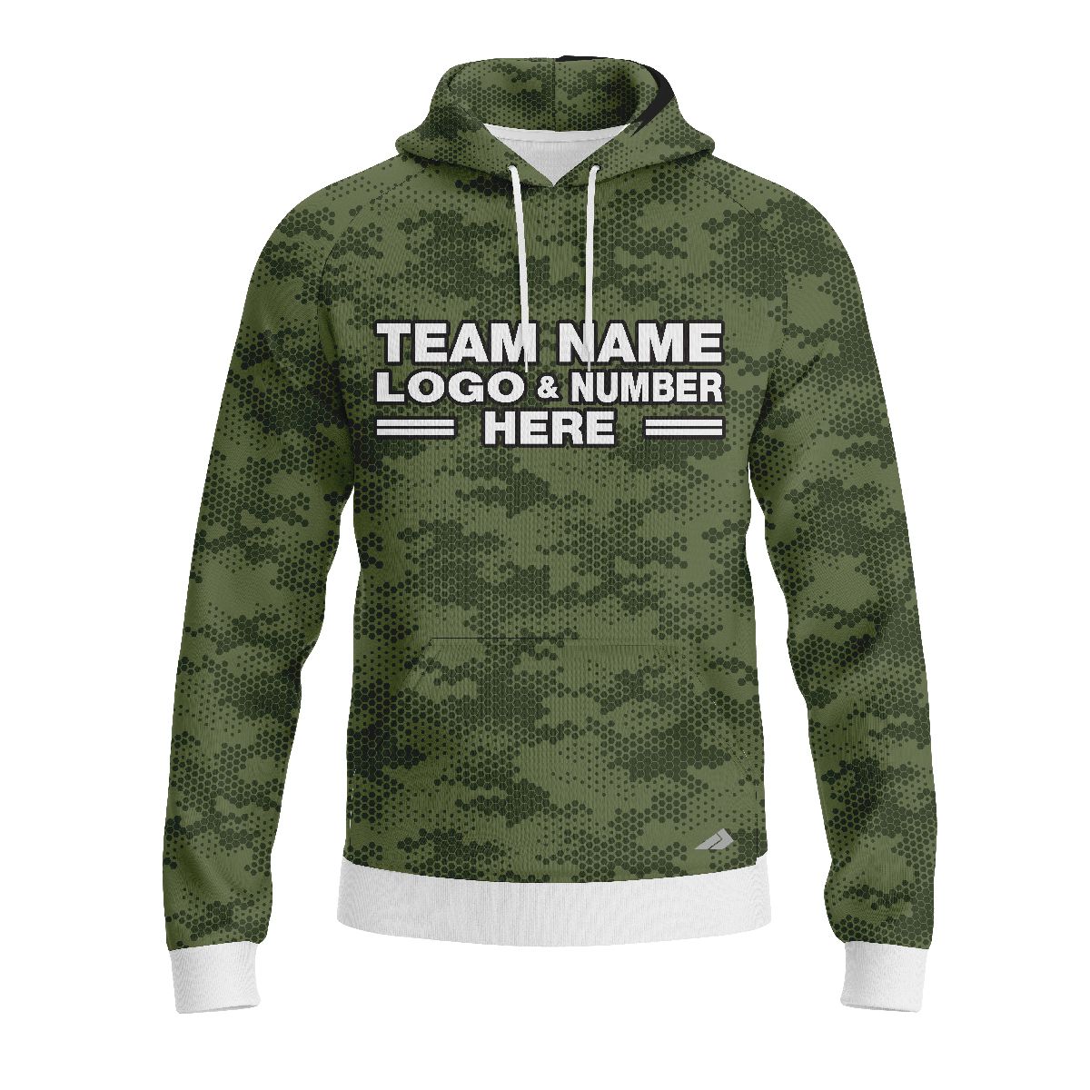 Custom Fully Sublimated Digital Forest Camo Pattern Dark Green Performance Sports Pullover Hoodie 21048