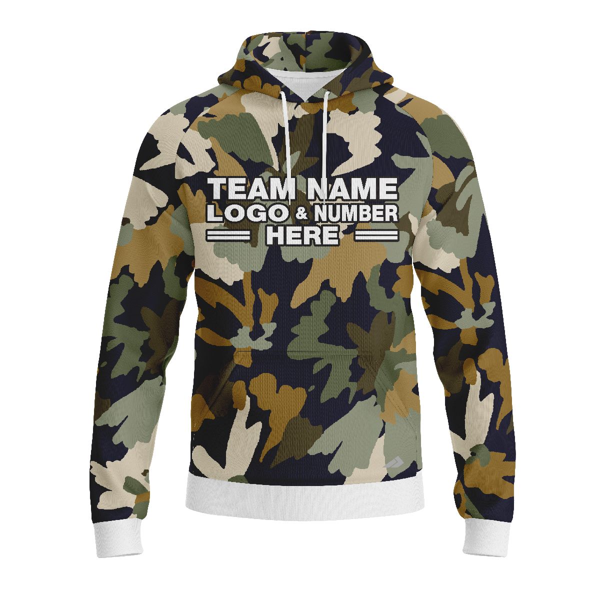 Custom Fully Sublimated Pixel Camo Pattern White Black Performance Sports Pullover Hoodie 21052