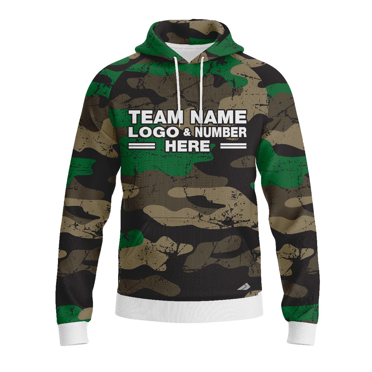 Custom Fully Sublimated Traditional Camo Pattern Black Green Brown Performance Sports Pullover Hoodie 21060