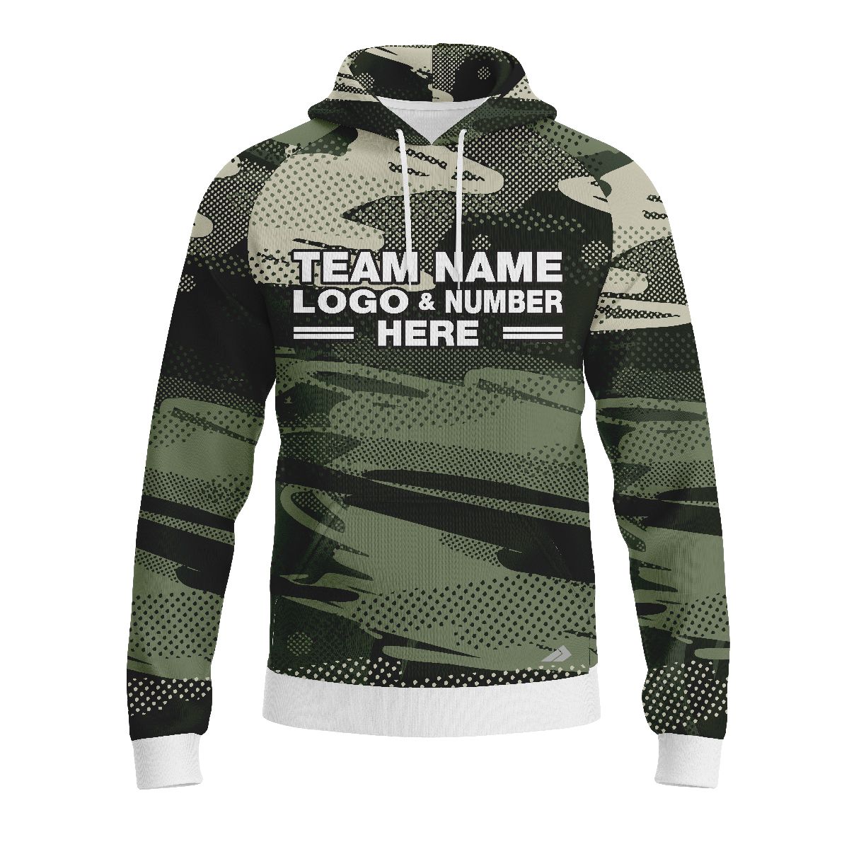 Custom Fully Sublimated Contemporary Woodland Camo Pattern Dark Green Black Performance Sports Pullover Hoodie 21072