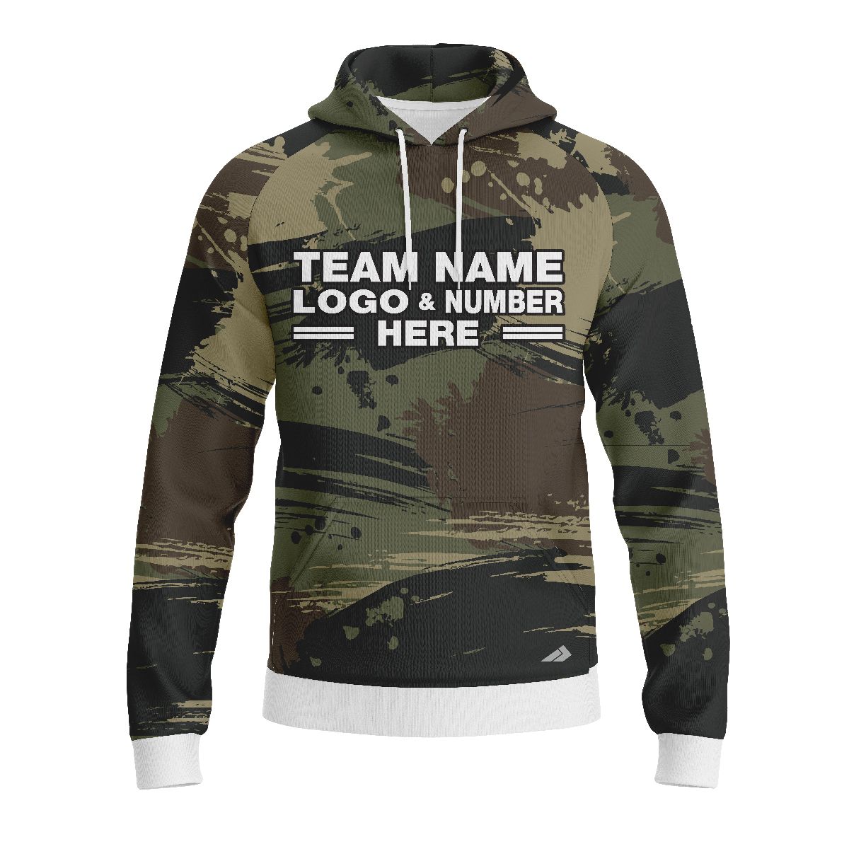 Custom Fully Sublimated Contemporary Woodland Camo Two Pattern Dark Green Black Performance Sports Pullover Hoodie 21076