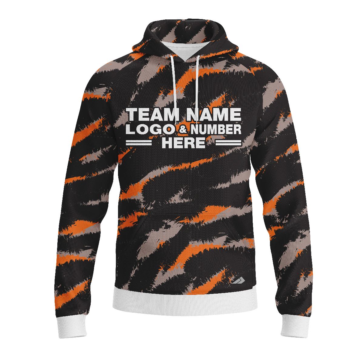 Custom Fully Sublimated Claws Camo Pattern Black Orange Performance Sports Pullover Hoodie 21074