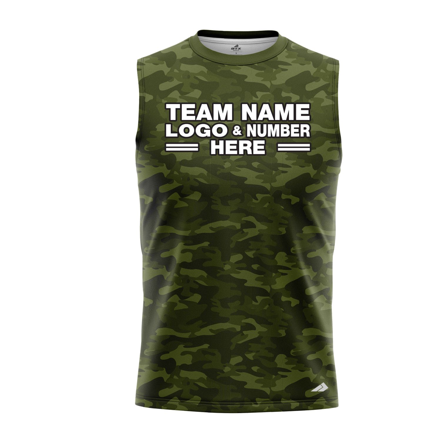 Custom Fully Sublimated Natural Camo Pattern Green Performance Sleeveless 21084