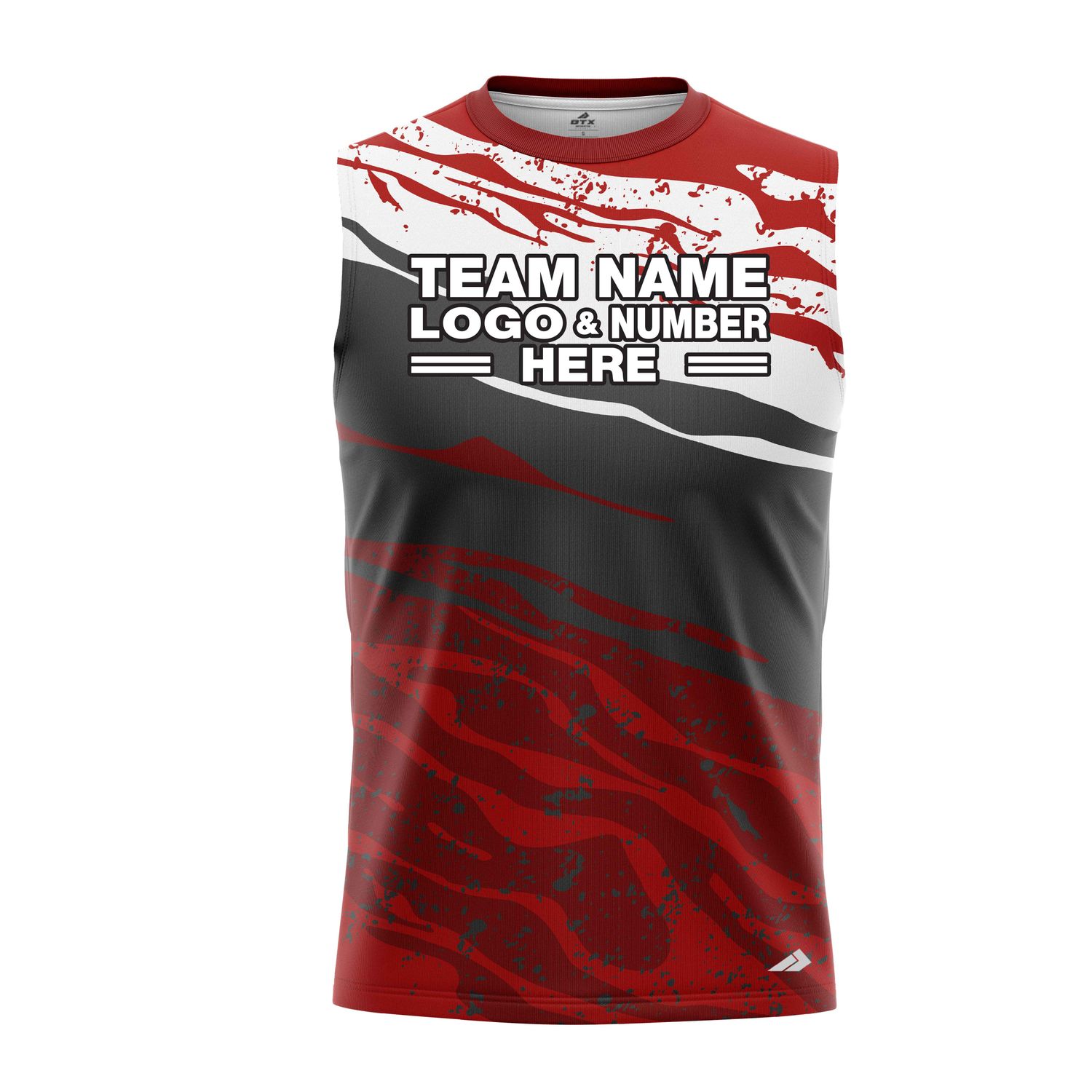 Custom Fully Sublimated Brush Camo Pattern Red Black White Performance Sleeveless 21112