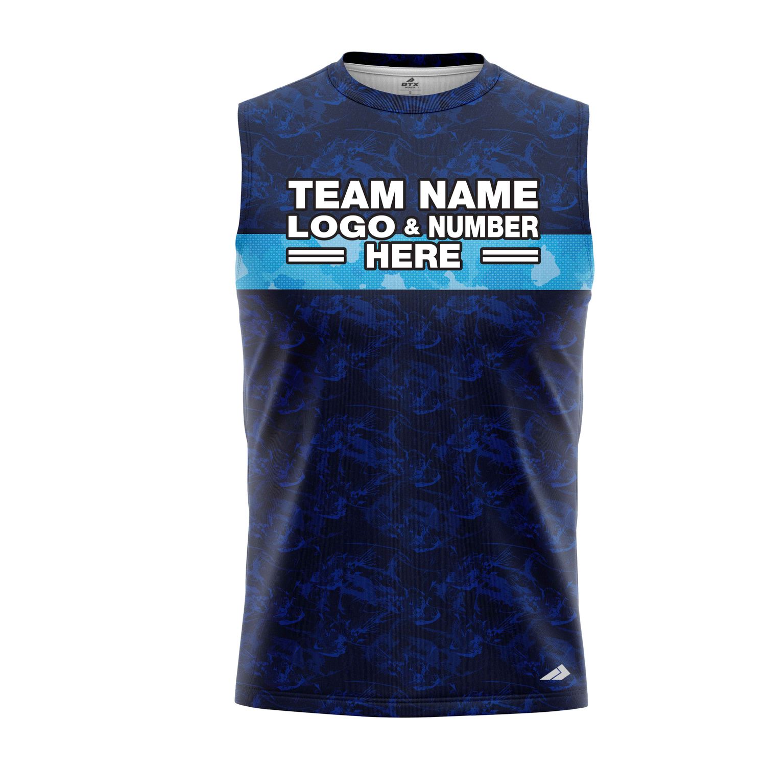 Custom Fully Sublimated Digital Camo Pattern Blue Performance Sleeveless 21156