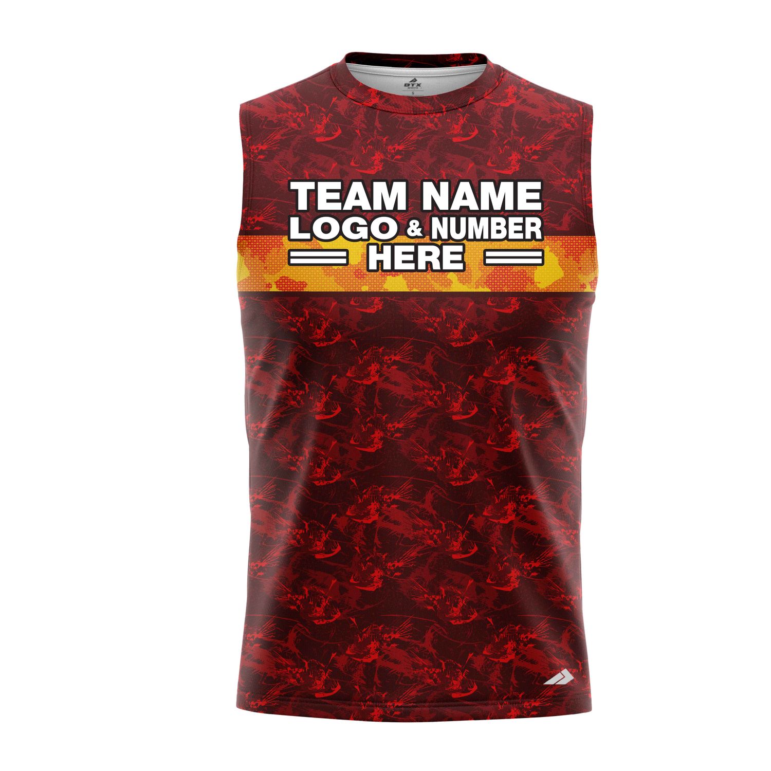 Custom Fully Sublimated Digital Camo Pattern Red Performance Sleeveless 21164
