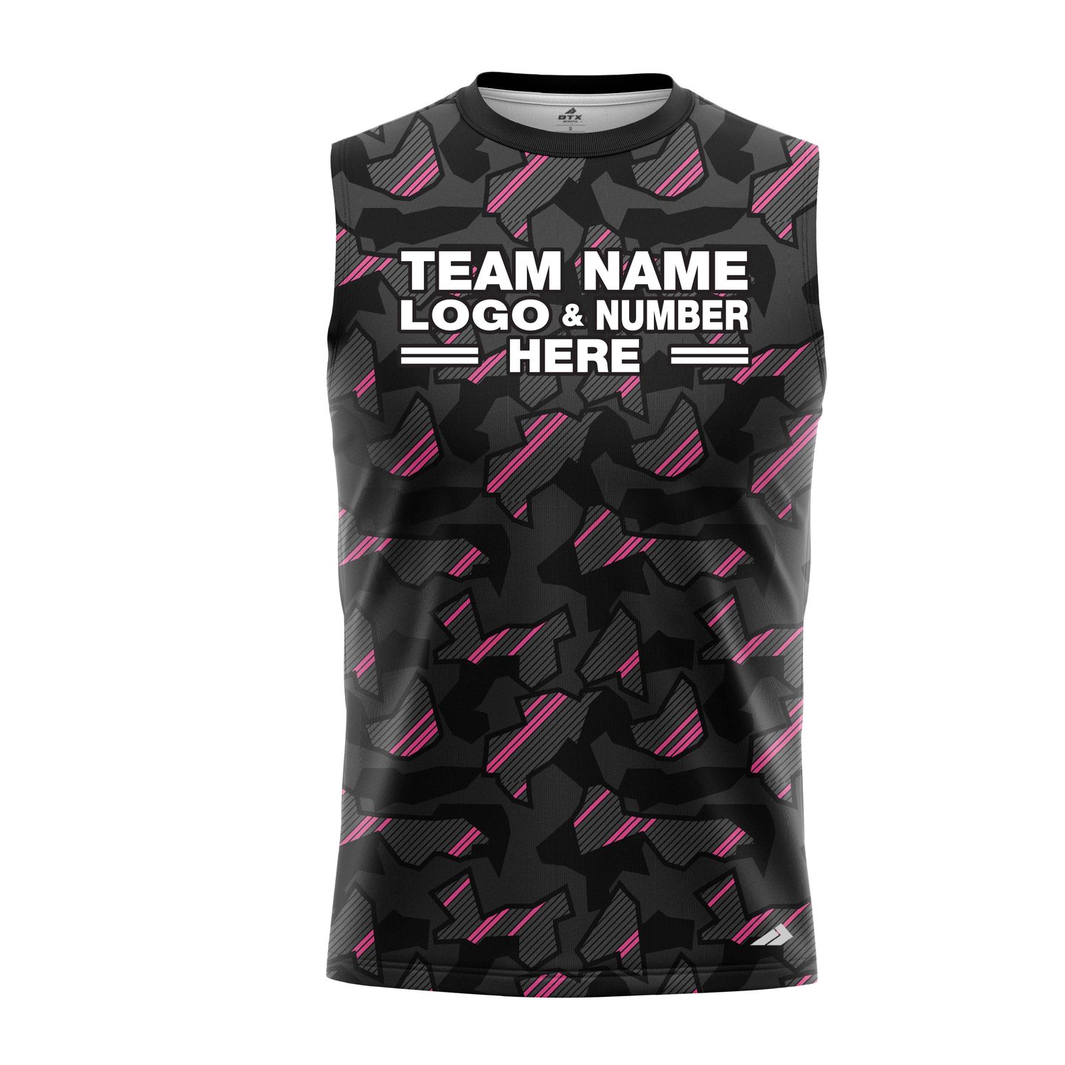 Custom Fully Sublimated Sports Camo Pattern Pink Black Performance Sleeveless 21180