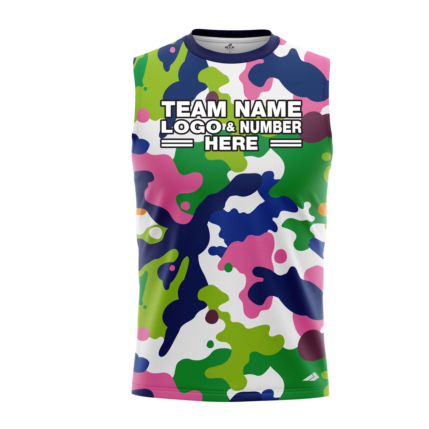 Custom Fully Sublimated Vibrant Camo Pattern Texture Multicolor One Performance Sleeveless 21184
