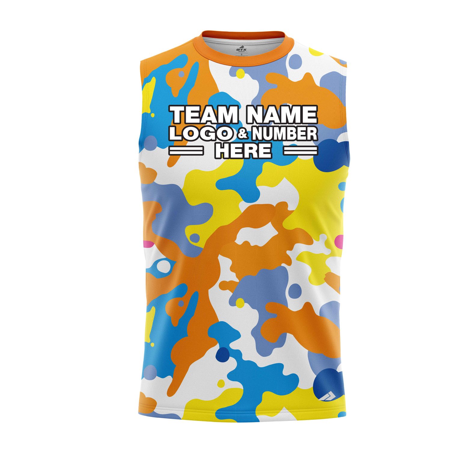 Custom Fully Sublimated Vibrant Camo Pattern Texture Multicolor Two Performance Sleeveless 21188