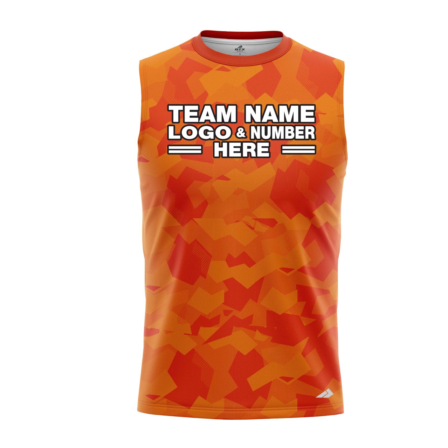 Custom Fully Sublimated Sports Camo Pattern Texture Orange Performance Sleeveless 21212