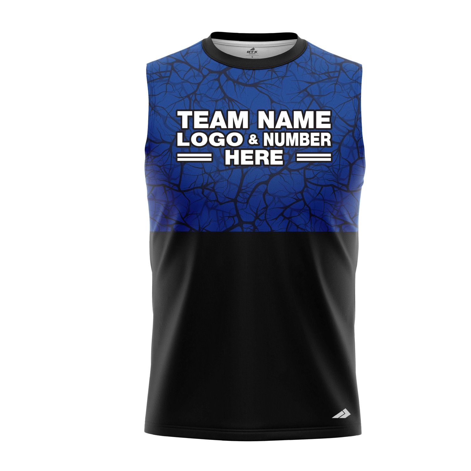 Custom Fully Sublimated Forest Camo Pattern Texture Blue Black Performance Sleeveless 21220