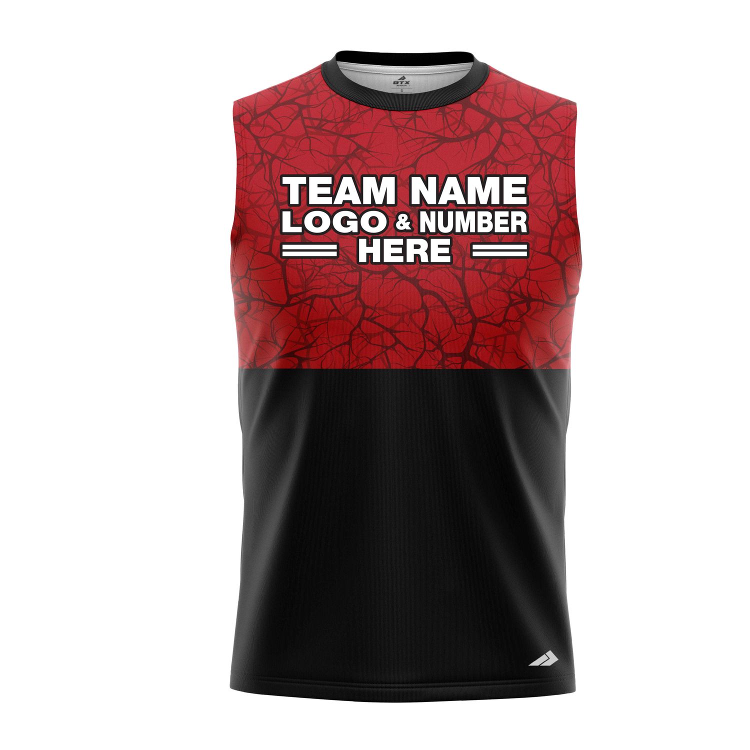 Custom Fully Sublimated Forest Camo Pattern Texture Red Black Performance Sleeveless 21232