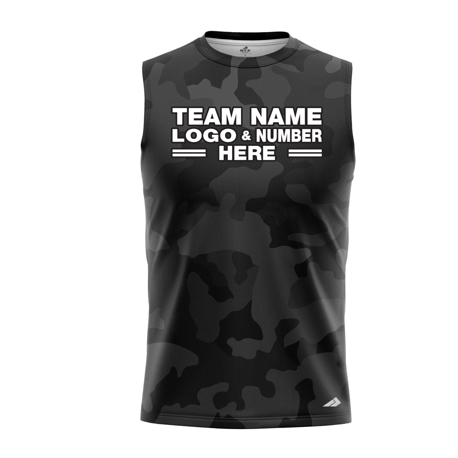 Custom Fully Sublimated Stealth Camo Pattern Black Gray Performance Sleeveless 21256