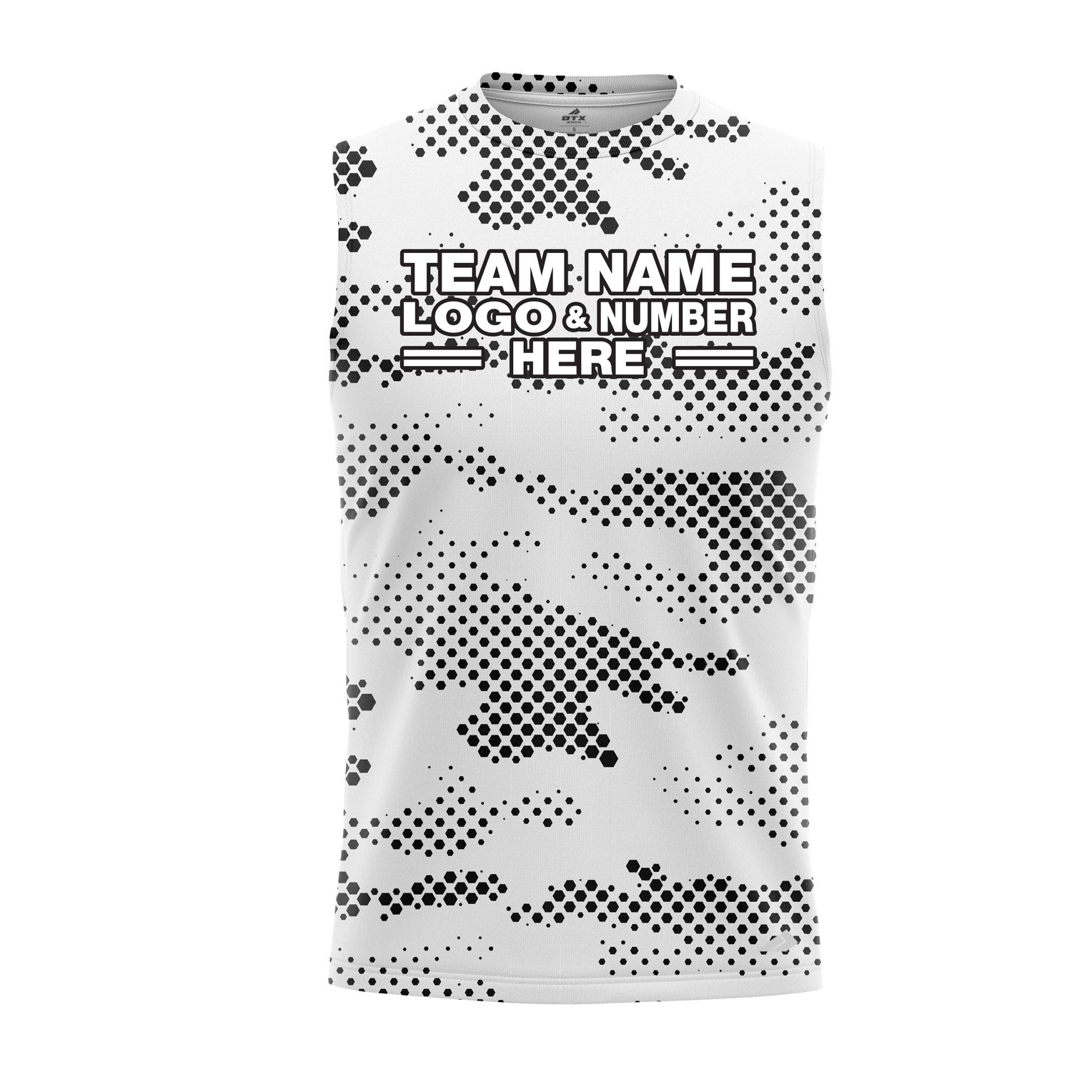 Custom Fully Sublimated Pixel Camo Pattern White Black Performance Sleeveless 21268