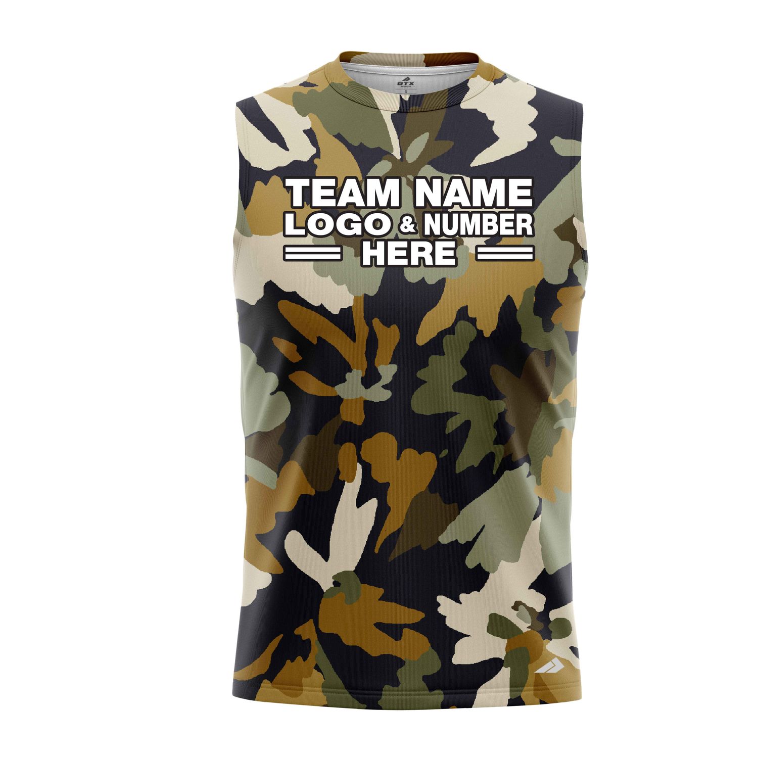 Custom Fully Sublimated Pixel Camo Pattern White Black Performance Sleeveless 21272