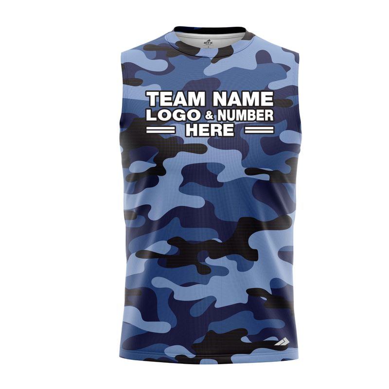 Custom Fully Sublimated Blues Classic Camo Pattern Performance Sleeveless 21280