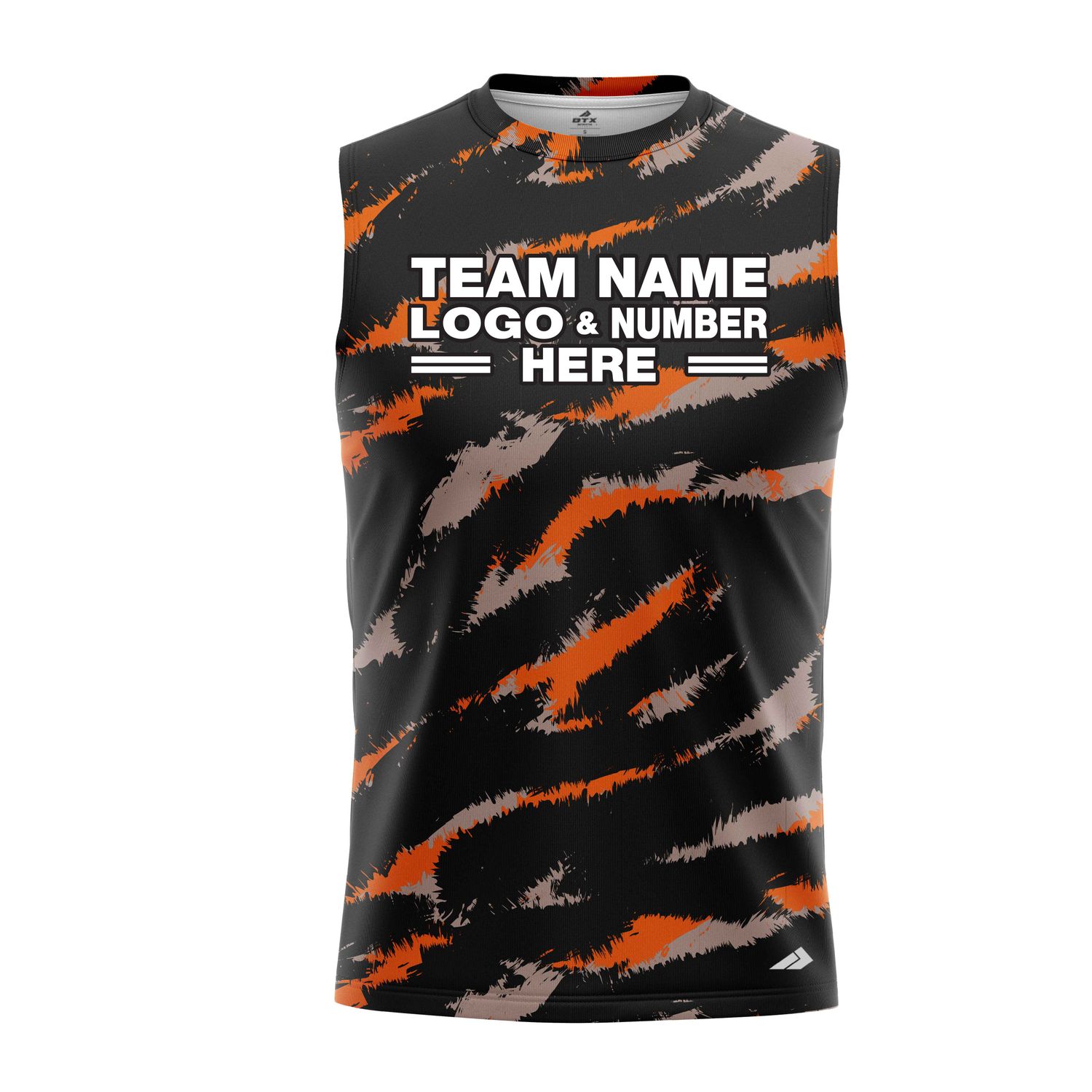 Custom Fully Sublimated Claws Camo Pattern Black Orange Performance Sleeveless 21316
