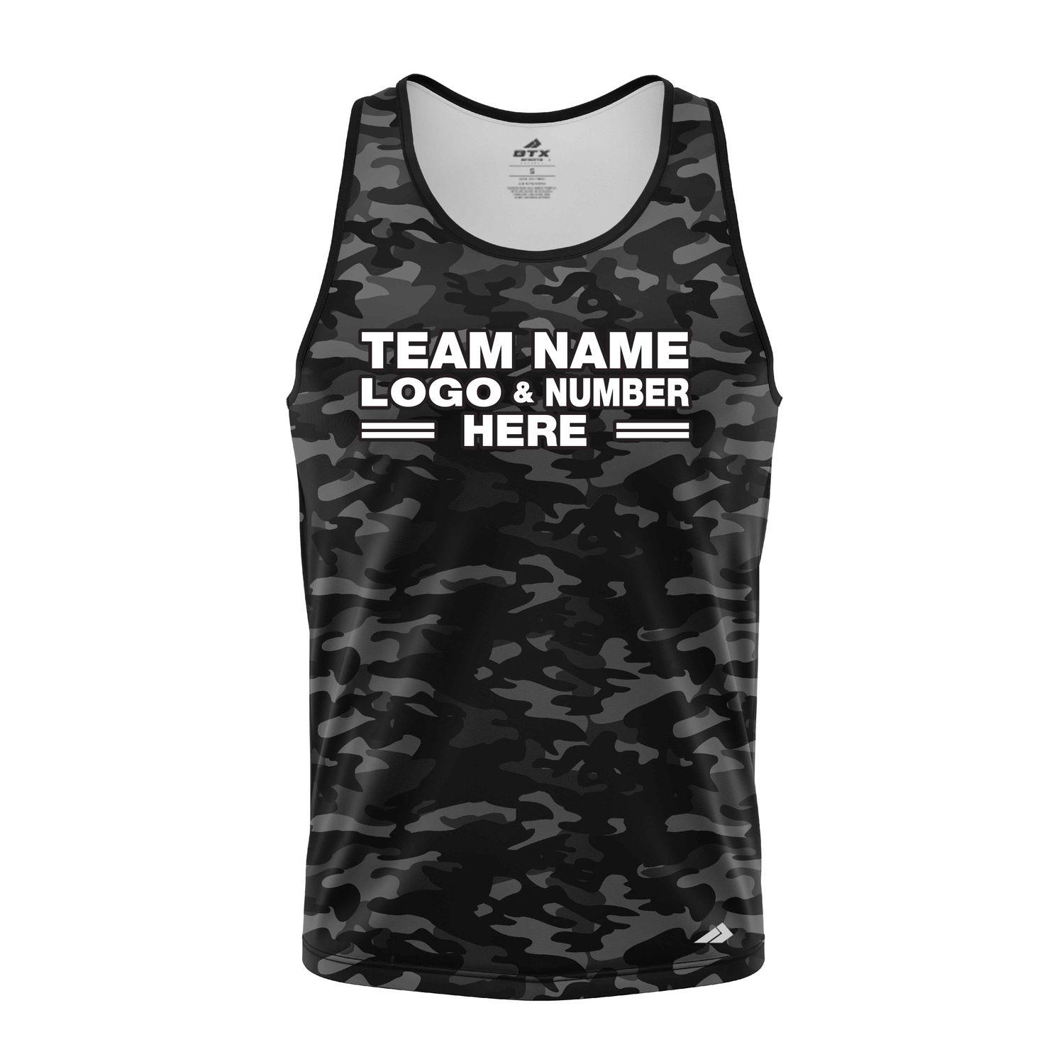 Custom Fully Sublimated Stealth Camo Pattern Black Gray Performance Tank Top 21328