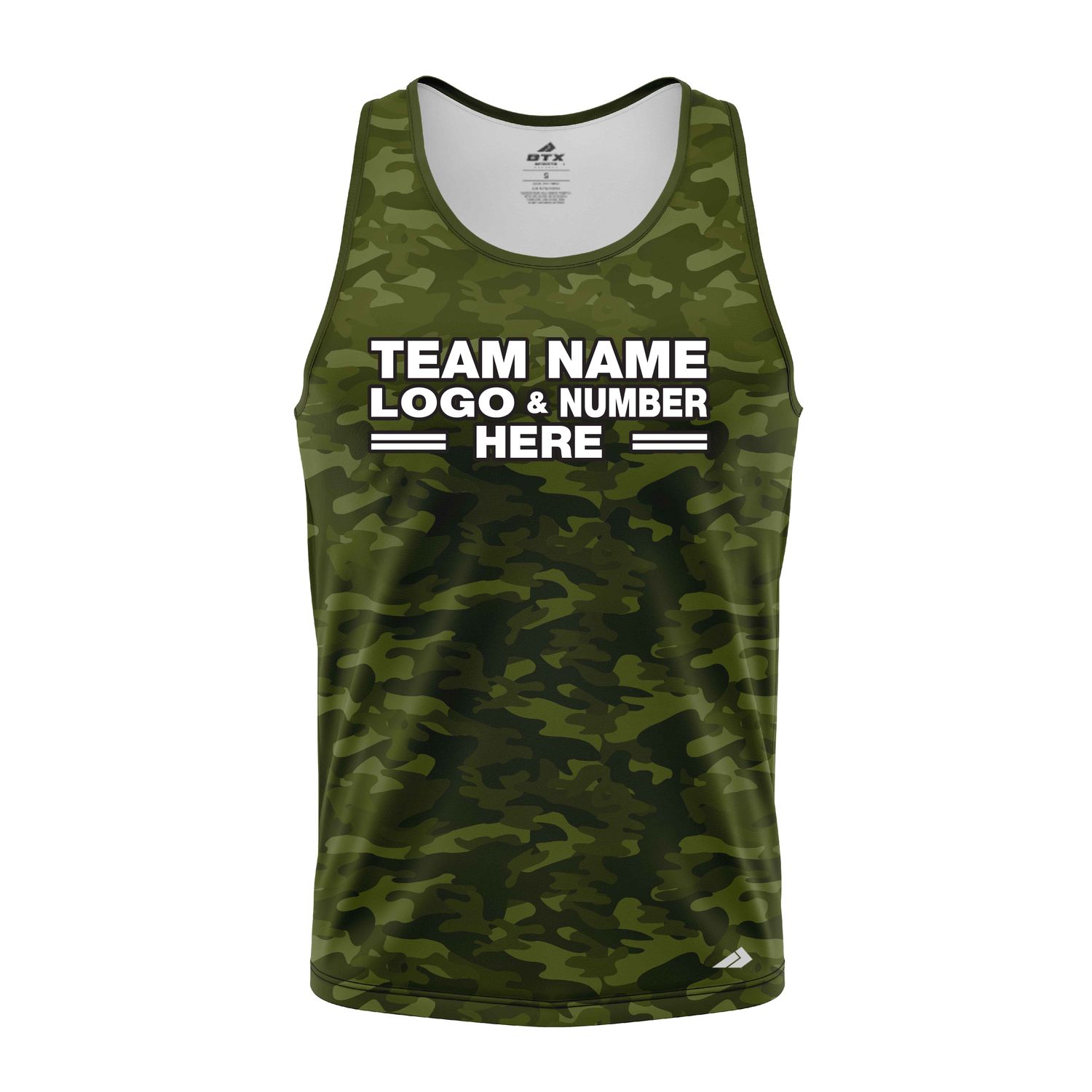 Custom Fully Sublimated Natural Camo Pattern Green Performance Tank Top 21332