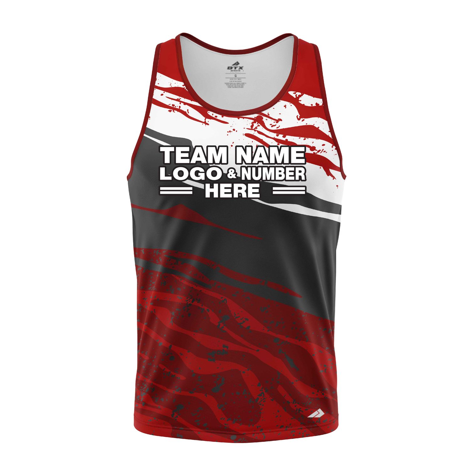 Custom Fully Sublimated Brush Camo Pattern Red Black White Performance Tank Top 21360