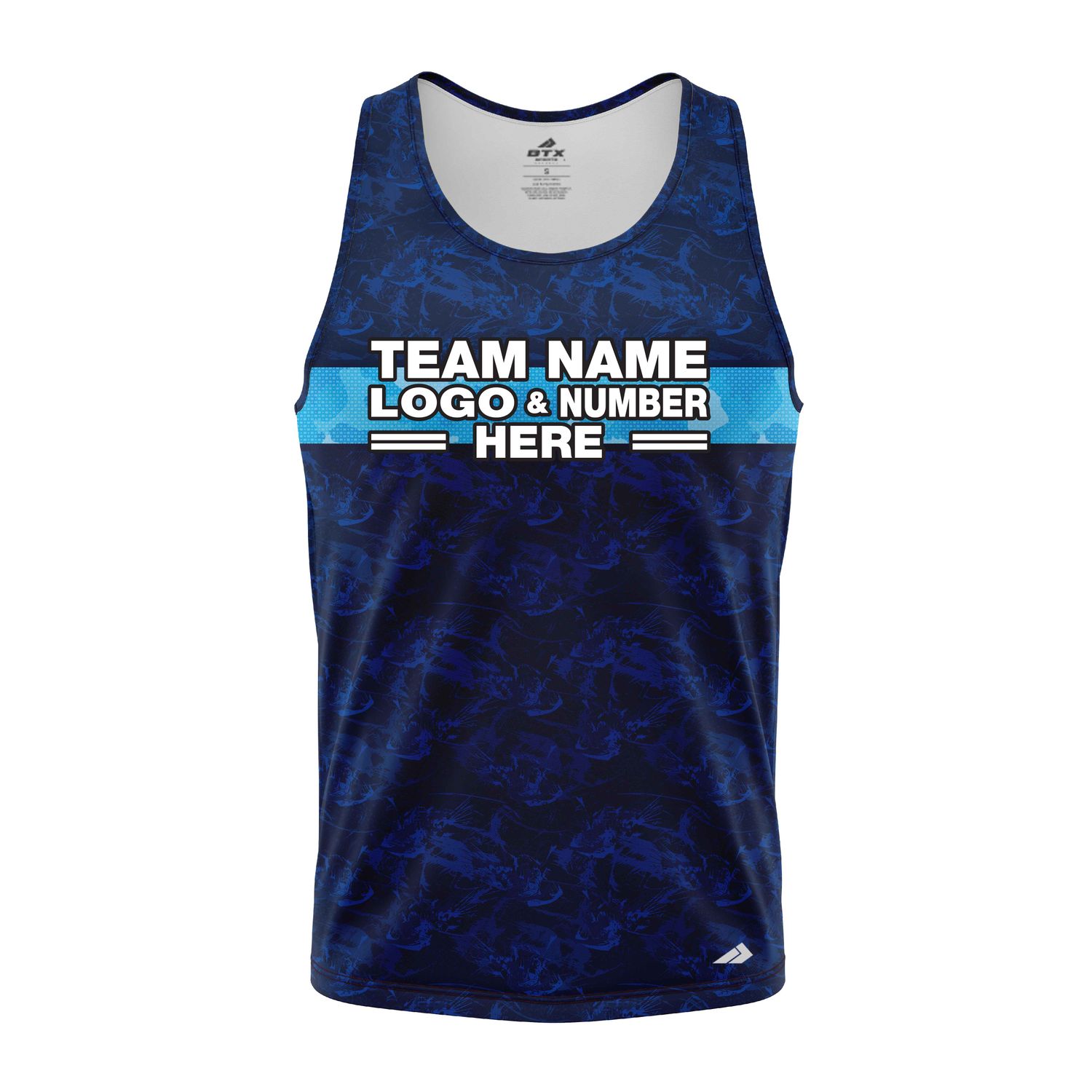 Custom Fully Sublimated Digital Camo Pattern Blue Performance Tank Top 21408