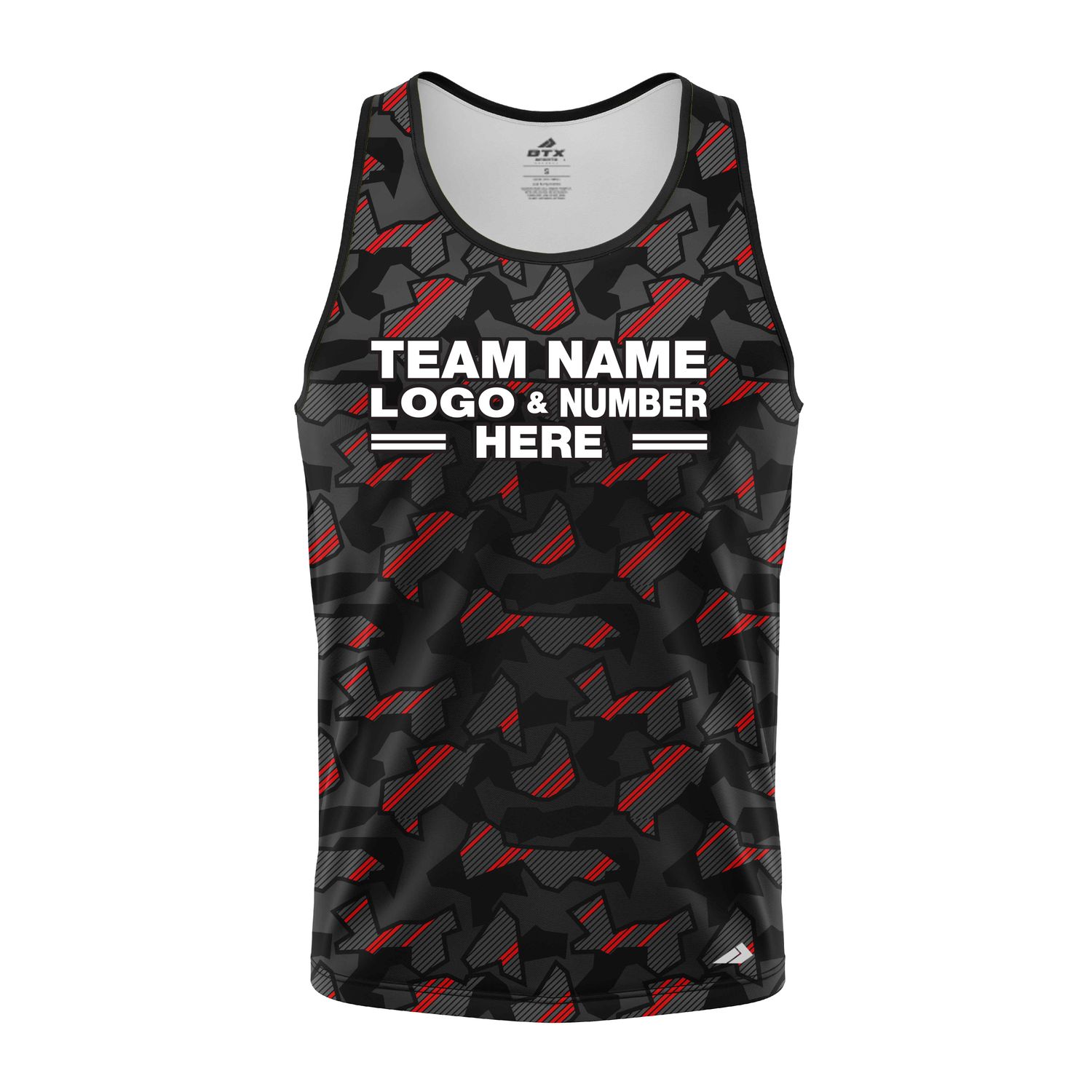 Custom Fully Sublimated Sports Camo Pattern Neon Red Black Performance Tank Top 21420