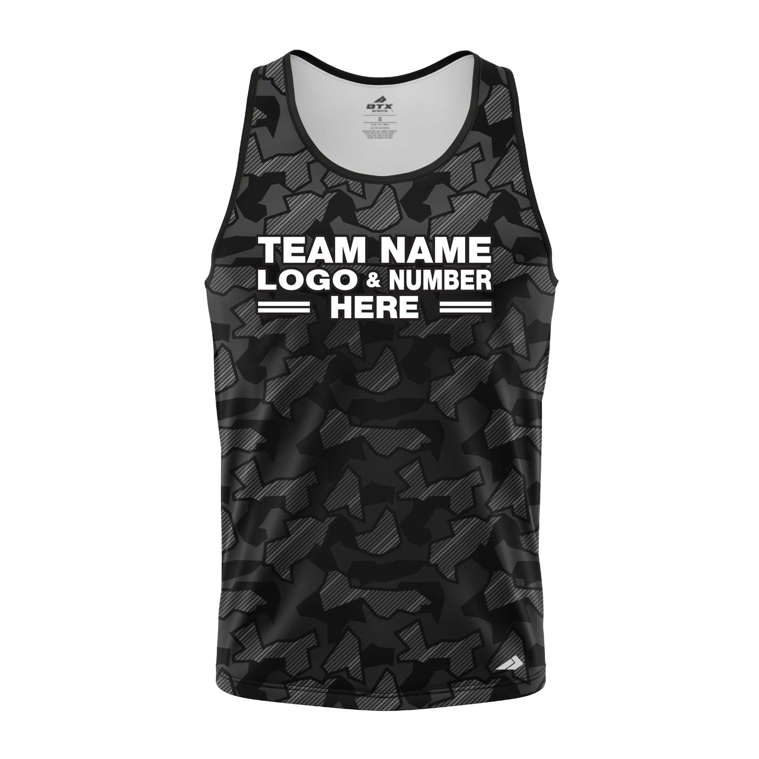 Custom Fully Sublimated Sports Camo Pattern Black Performance Tank Top 21424