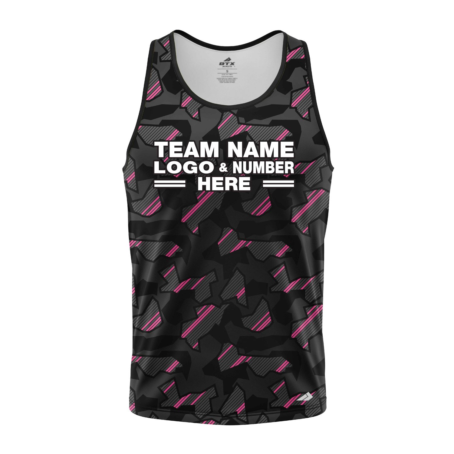 Custom Fully Sublimated Sports Camo Pattern Pink Black Performance Tank Top 21428