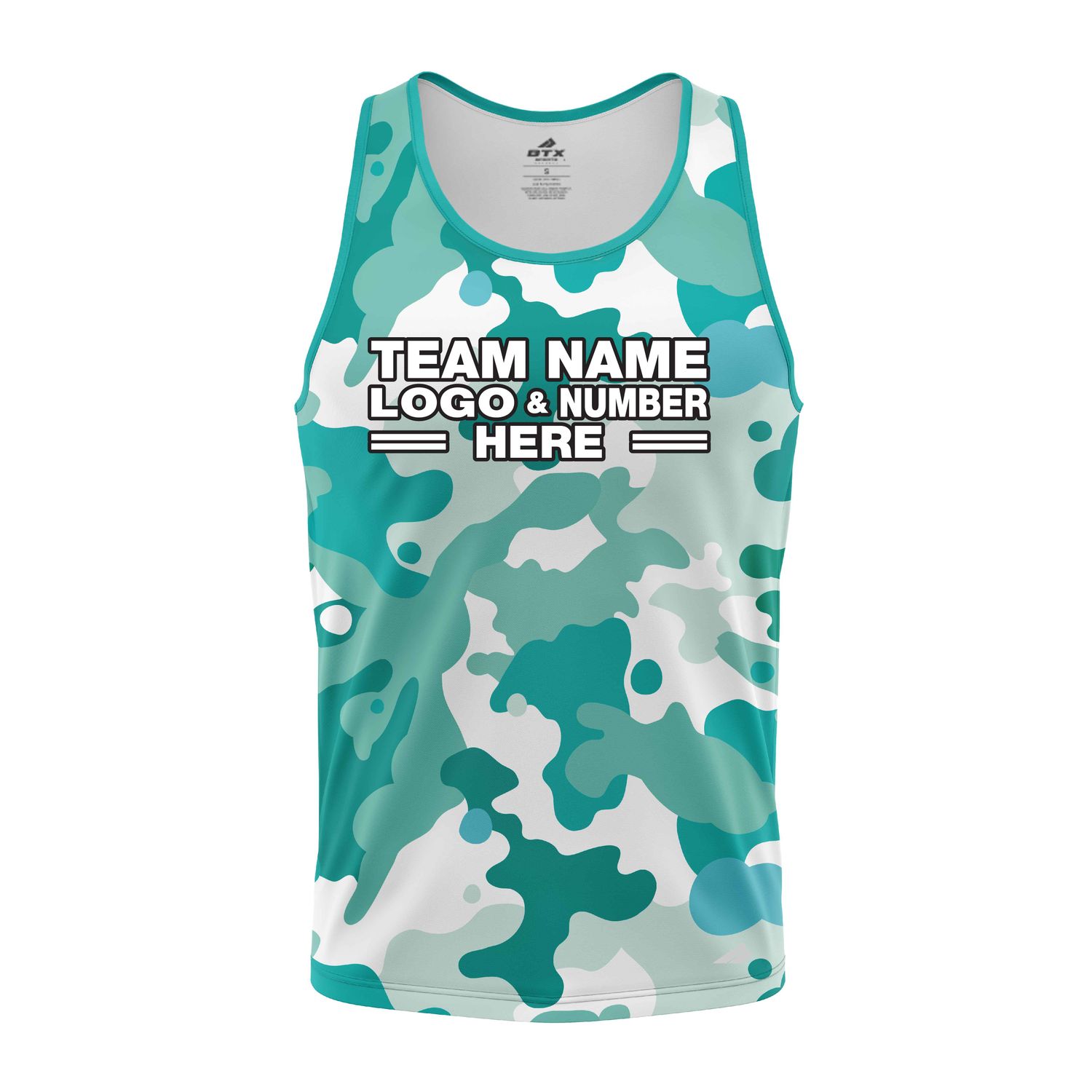 Custom Fully Sublimated Vibrant Camo Pattern Texture Teal Performance Tank Top 21448